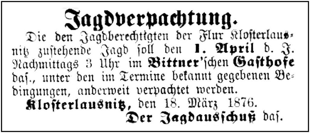 1876-03-18 Kl Jagdverpachtung